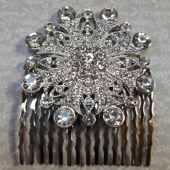 Rhinestone Hair Comb Flapper Deco Nouveau 1920's - Picture 2 of 8